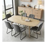 JIEXI Ensemble moderne de table à manger et chaises 6 places Gris, meubles de cuisine et de salle à manger