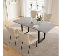 JIEXI Ensemble table à manger avec 4 chaises, table de salle à manger extensible (table 130-170 cm + 4 Chaises beiges)