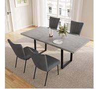 JIEXI Ensemble table à manger avec 4 chaises, table de salle à manger extensible (table 130-170 cm + 4 chaises grises)