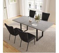 JIEXI Ensemble table à manger avec 4 chaises, table de salle à manger extensible (table 130-170 cm + 4 Chaises noires)