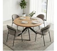 JIEXI Ensemble table et chaises rondes (comprend 4 chaises), plateau en MDF avec pieds en métal, diamètre 115 cm-GRIS