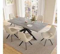 JIEXI Ensembles de salle à manger pour 4-6 personnes, table à manger extensible avec chaises, table moderne en bois MDF gris, adaptée pour le salon, la cuisine, les réunions avec beaucoup de personnes