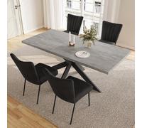 JIEXI Ensembles de salle à manger pour 4-6 personnes, table de salle à manger extensible, table moderne en bois MDF gris, adaptée pour le salon, la cuisine, les réunions avec beaucoup de personnes