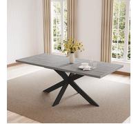 JIEXI Ensembles de salle à manger pour 4 à 6 personnes, table à rallonges, table moderne en bois MDF gris