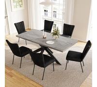 JIEXI Ensembles de table pour 4-6 personnes, table à rallonge, table moderne en MDF gris, adaptée pour le salon, la cuisine, les réunions