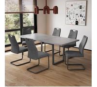 JIEXI Table à manger avec 6 chaises, table de salle à manger extensible, table de salle à manger