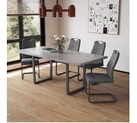 JIEXI Table de salle à manger extensible, ensemble de salle à manger avec 4 chaises (table 130-170 cm + 4 chaises grises)