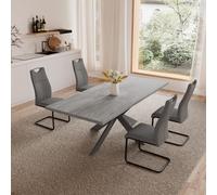 JIEXI Table de Salle à Manger pour 6-8, Table de Salle à Manger Extensible Gain de Place,rectangulaire en Ferme à Cadre métallique pour Cuisine de Bureau