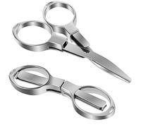 JIEYAO 2pcs Ciseaux Pliants, Mini Ciseaux Pliables Portables Ciseaux Télescopiques en Acier Inoxydable avec Trou pour Porte-clés Ciseaux de Voyage Ciseaux de Sécurité pour Adultes Enfants (argent)