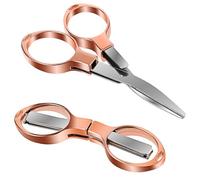 JIEYAO 2pcs Ciseaux Pliants Mini Portables Télescopiques en Acier Inoxydable - Avec Trou pour Porte-clés, de Voyage et de Sécurité pour Adultes Enfants (Or Rose)