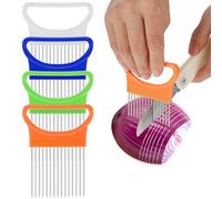 JIEYAO 4pcs Porte-Oignon, Coupe-Oignon En Acier Inoxydable Coupe-Oignon Aide À La Coupe Pour Légumes Pommes De Terre Viande Hachoir À Oignon La Sécurité Des Employés De Cuisine Ustensiles De Cuisine