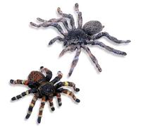 JIEYAO Figurines d'araignée réalistes, lot de 2 araignées, décorations d'Halloween, tarentule réaliste, araignée géante, tarentule, modèle d'action, farce, jouet pour thème effrayant, jardin de maison