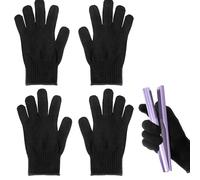 JIEYAO Gants professionnels résistants à la chaleur pour la coiffure, protection contre la chaleur, gants chauffants pour fer à friser, fer à lisser, noir, taille 22 cm x 12 cm, lot de 4