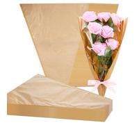 JIEYAO Lot de 100 pochettes d'emballage de fleurs pour bouquets, 40 x 36 cm, sacs floraux en papier kraft pour mariage, Saint-Valentin, fête des mères, anniversaire