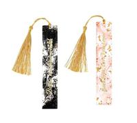 JIEYAO Lot de 2 marque-pages en résine pour femme, jolis marque-pages inspirants faits à la main avec pompon, accessoire de livre mignon, cadeau pour les amateurs de lecture, les enseignants