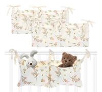 JIEYAO Lot de 2 organiseurs de lit de bébé à suspendre - Sac de rangement avec 2 poches réglables - Sac de rangement pour chambre d'enfant - Organiseur de lit d'appoint pour couches, vêtements, jouets