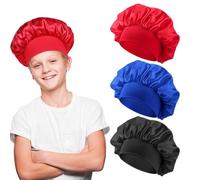 JIEYAO Lot de 3 bonnets en satin pour enfants endormis, bonnet de nuit en soie pour cheveux bouclés et tout-petits - Bonnet de nuit élastique pour filles et garçons - Bonnet de nuit pour adolescents