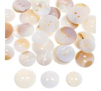 JIEYAO Lot de 30 boutons en nacre naturelle et chatoyante - 15/18/20 mm - Boutons en nacre blanche plate à coudre - Boutons de chemise pour vêtements, artisanat, couture, scrapbooking