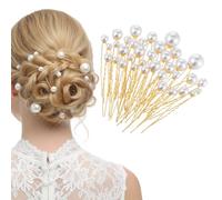 JIEYAO Lot de 36 épingles à cheveux en perles - Accessoires pour cheveux - En forme de U - Avec perles et strass - Pinces à cheveux décoratives pour mariée, demoiselle d'honneur, femmes et filles