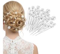 JIEYAO Lot de 36 épingles à cheveux en perles - Accessoires pour cheveux en forme de U - Avec perles et strass - Pinces à cheveux décoratives pour mariée, demoiselle d'honneur, femmes et filles