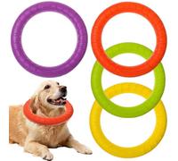 JIEYAO Lot de 4 anneaux de dressage pour chien pour l'extérieur, disque volant pour masticateurs agressifs, jouet à mâcher durable pour chien de grande et moyenne taille pour le dressage et le