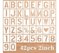 JIEYAO Lot de 42 pochoirs de lettres de l'alphabet de 5,1 cm, pochoirs de peinture en plastique réutilisables, pour lettres, chiffres et symboles, loisirs créatifs, modèles de dessin imbriqués pour