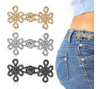 JIEYAO Lot de 9 paires de serre-taille pour jeans, boutons à nœud chinois, pince de serrage pour pantalon, boucle de taille réglable, bouton de serrage amovible pour pantalons, jeans, jupes pour femme