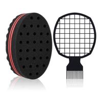 JIEYAO Peigne à cheveux afro Twist et éponges pour homme noir, brosse éponge bouclée, peigne en métal pour barbier et coiffure personnelle
