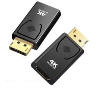 JIEYUCHU 4K Adaptateur DisplayPort vers HDMI, 2 Pack Adaptateur Displayport Mâle vers HDMI Femelle Compatible avec Ordinateur De Bureau/Pc De Bureau/Pc/Moniteur/HDTV