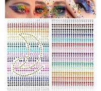 JIEYUCHU Autocollant de Visage, 1761Pcs Strass Autocollant Gemmes de Visage, Gemmes Strass Autocollants Auto-adhésif pour Décoration du Visage, Nail Art, DIY Artisanat