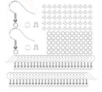 JIEYUCHU Crochets de Boucle d'oreille, 50 Pièces Lot de Crochet pour Boucles d'oreilles en Argent 925, DIY Fil d'oreille Crochets, pour Fabrication de Boucles d'Dreilles de Bijoux