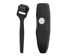 JIEYUCHU Derma Roller 0,75 mm, 540 Roller Micro Aiguille en Titane, Barbe Roller, pour Visage Soin de la Peau et Stimulation la Repousse des Cheveux (Noir mat)