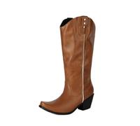 JIFAENY Bottes d'équitation pour femme - Bout carré - Talon épais - Style équestre vintage - Bottines larges en mollet, marron, 39.5 EU
