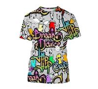 JIFENLI Hombre 3D Estampado Camiseta Moda De Verano Hip Hop Street Art Camisetas Gráficas Hombres Casual Graffiti Estampado Cuello Redondo Camisetas De Manga Corta
