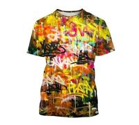 JIFENLI Hombre 3D Estampado Camiseta Moda De Verano Hip Hop Street Art Camisetas Gráficas Hombres Casual Graffiti Estampado Cuello Redondo Camisetas De Manga Corta