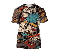 JIFENLI Hombre 3D Estampado Camiseta Moda De Verano Hip Hop Street Art Camisetas Gráficas Hombres Casual Graffiti Estampado Cuello Redondo Camisetas De Manga Corta