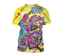 JIFENLI Hombre 3D Estampado Camiseta Moda De Verano Hip Hop Street Art Camisetas Gráficas Hombres Casual Graffiti Estampado Cuello Redondo Camisetas De Manga Corta