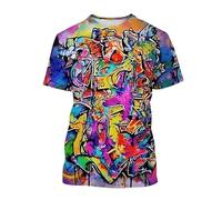 JIFENLI Hombre 3D Estampado Camiseta Moda De Verano Hip Hop Street Art Camisetas Gráficas Hombres Casual Graffiti Estampado Cuello Redondo Camisetas De Manga Corta