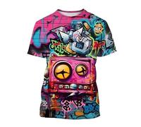 JIFENLI Hombre 3D Estampado Camiseta Moda De Verano Hip Hop Street Art Camisetas Gráficas Hombres Casual Graffiti Estampado Cuello Redondo Camisetas De Manga Corta