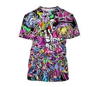 JIFENLI Hombre 3D Estampado Camiseta Moda De Verano Hip Hop Street Art Camisetas Gráficas Hombres Casual Graffiti Estampado Cuello Redondo Camisetas De Manga Corta