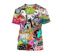 JIFENLI Hombre 3D Estampado Camiseta Moda De Verano Hip Hop Street Art Camisetas Gráficas Hombres Casual Graffiti Estampado Cuello Redondo Camisetas De Manga Corta