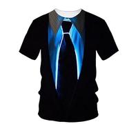 JIFENLI Hombre 3D Estampado Camiseta Moda Falsos Dos Trajes Camisetas De Hombre Creativo Impreso en 3D Camisa O Collar Manga Corta Ropa De Calle