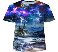 JIFENLI Hombre 3D Estampado Camiseta Verano Cielo Estrellado Fantasía Camisetas Gráficas Hombre Casual Moda Cool Manga Corta Estampado Universo Camisetas