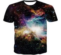 JIFENLI Hombre 3D Estampado Camiseta Verano Cielo Estrellado Fantasía Camisetas Gráficas Hombre Casual Moda Cool Manga Corta Estampado Universo Camisetas