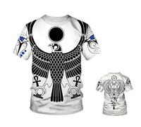 JIFENLI Hommes 3D imprimé T-Shirts Ancien Horus Egyptien Dieu 3D Impression T-Shirts pour Hommes Pharaon Totem Col Rond Séchage Rapide Sports Top Tee