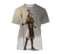 JIFENLI Hommes 3D imprimé T-Shirts Egypte Dieu Thoth T-Shirts D’Été pour Hommes Anciens Graphiques 3D Impression Manches Courtes Top Élastique Sport Fitness Tee Shirt Homme