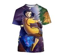 JIFENLI Hommes 3D imprimé T-Shirts Été Coraline 3D Print T-Shirt Hommes Femmes Horreur T-Shirts À Manches Courtes Surdimensionné Harajuku Tees Top