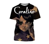 JIFENLI Hommes 3D imprimé T-Shirts Été Coraline 3D Print T-Shirt Hommes Femmes Horreur T-Shirts À Manches Courtes Surdimensionné Harajuku Tees Top
