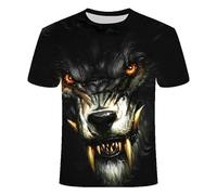 JIFENLI Hommes 3D imprimé T-Shirts Men's Women's Summer 3D T-Shirts Animal Wolf Graphic Casual Round Neck Short Sleeve Street Soft Breathable T-Shirt
