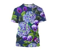 JIFENLI Hommes 3D imprimé T-Shirts Mode Décontracté Dessiner Fleurs Et Plantes Graphiques T-Shirts pour Unisexe Été Loisirs Vacances Imprimé À Manches Courtes Tees Tops